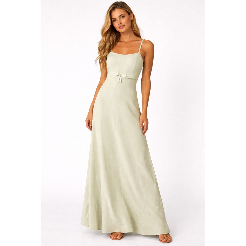Vintage Jessica McClintock Gunne Sax Vintage Green Maxi Dress Wedding 7/8